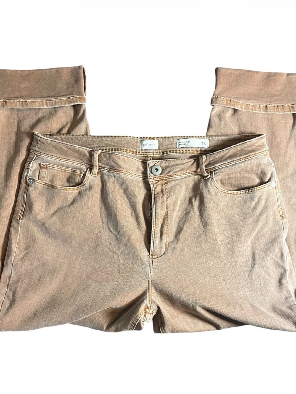 Salmon colored J. Jill high waist crop pants - soo soft new condition sz 14